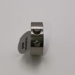 Silver Stainless Steel Ring with Moon and Star Cutouts Size 18 U.S Size 9